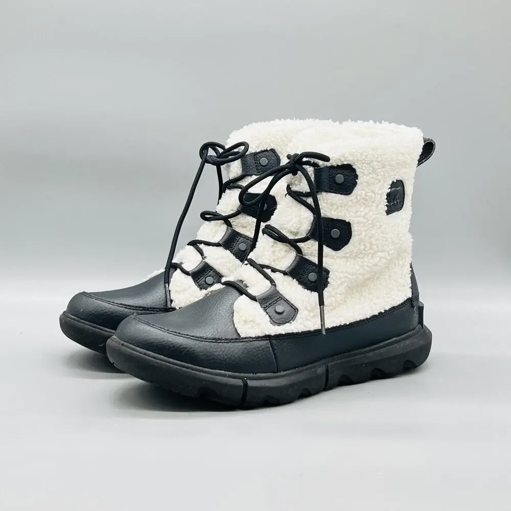 Sorel Boots Women 10 White Faux Fur Shearling Explorer II Joan Cozy Winter Shoes
